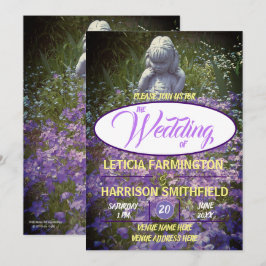 Girl Statue mit blauer violetter Phlox vergiss-me- Einladung