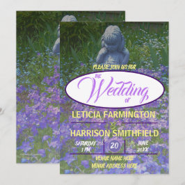 Girl Statue mit blauer violetter Phlox vergiss-me- Einladung