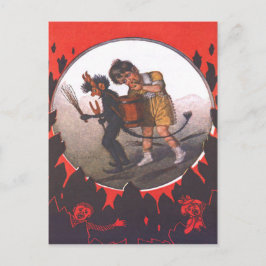 Girl Stealing Apple from Krampus Postkarte