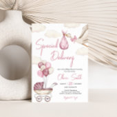 Girl Storck Special Delivery Baby Dusche Einladung