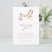 Girl Stork Es nimmt ein Village Winter Baby Dusche Dankeskarte (Stehend Vorderseite)