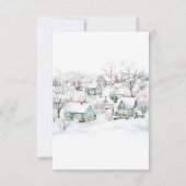 Girl Stork Es nimmt ein Village Winter Baby Dusche Dankeskarte (Rückseite)