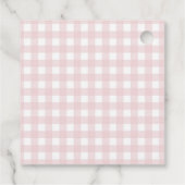 Girl Stork Pink Gingham Gefälteags Geschenkanhänger (Rückseite)