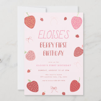Girl Strawberry Berry Einladung zum Geburtstag