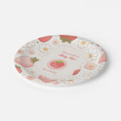 Girl Strawberry Berry Erster Geburtstag Party Pappteller (Schrägansicht)