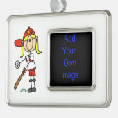 Girl Strichmännchen Baseball im Bat Gerahmte Ornam Rahmen-Ornament Silber (Links)
