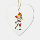 Girl-Strichmännchen-Baseball im Bat Keramik Ornament (Links)