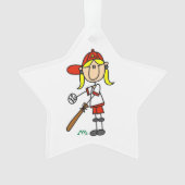 Girl-Strichmännchen-Baseball im Bat Ornament (Vorderseite)