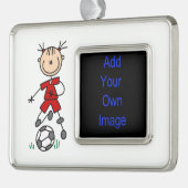 Girl Strichmännchen Soccer Red Uniform Rahmen-Ornament Silber (Links)