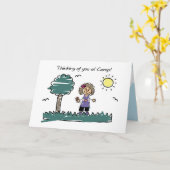 Girl Strichmännchen Summer Camp Denken Sie an Sie Karte (Gelbe Blume)