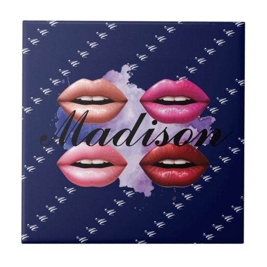 Girl Style Lips Beauty Custom Personalisiert Fliese (Vorderseite)