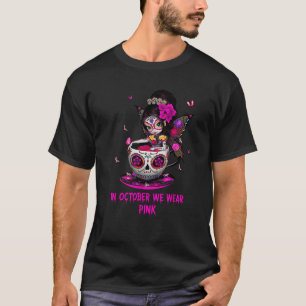 Girl Sugar Skull Fairy im Oktober tragen wir rosa T-Shirt