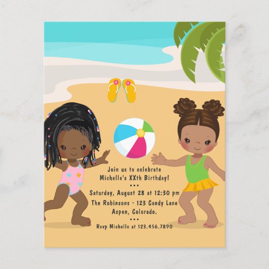 Girl Summer Beach Geburtstagsparty Flyer (Vorne)