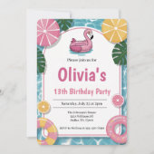 Girl Summer Pool Party Geburtstagsparty Einladung (Vorderseite)