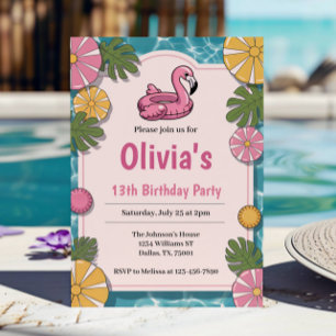 Girl Summer Pool Party Geburtstagsparty Einladung
