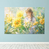 *~* Girl Sun Blume TV2 Stretched Canvas Print Leinwanddruck (Insitu (Holzboden))