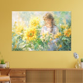 *~* Girl Sun Blume TV2 Stretched Canvas Print Leinwanddruck (Insitu (Wohnzimmer))