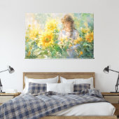 *~* Girl Sun Blume TV2 Stretched Canvas Print Leinwanddruck (Insitu (Schlafzimmer))