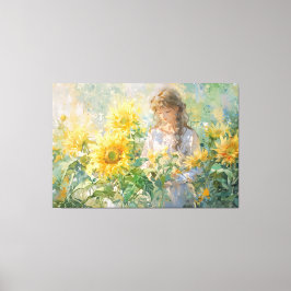 *~* Girl Sun Blume TV2 Stretched Canvas Print Leinwanddruck