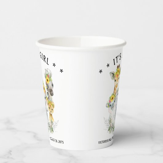 Girl Sunfloe Safari Animal Baby Shooting Paper Cup Pappbecher (Links)