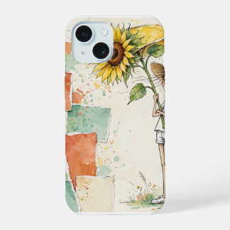 Girl Sunflower Parasol iPhone Case 15 Hülle