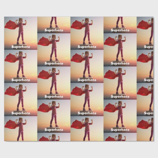 Girl Superheld Geschenkpapier (Flach)