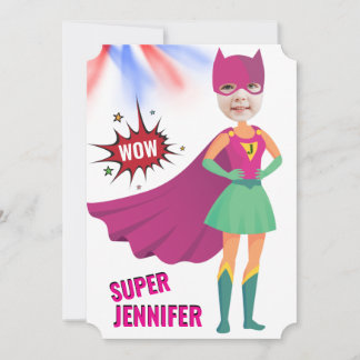 Girl Superhero 💥 Action Geburtstags-Foto Einladung