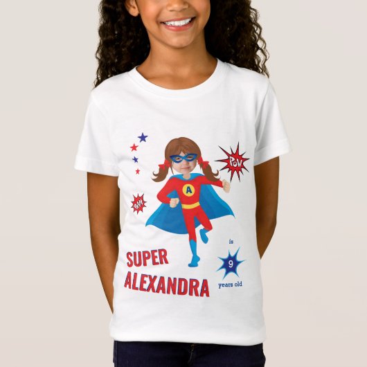 Girl Superhero 💥 Birthday Foto farbenfroh T-Shirt (Vorderseite)