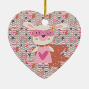 Girl Superhero Bunny Keramikornament
