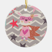 Girl Superhero Bunny Keramikornament (Vorne)