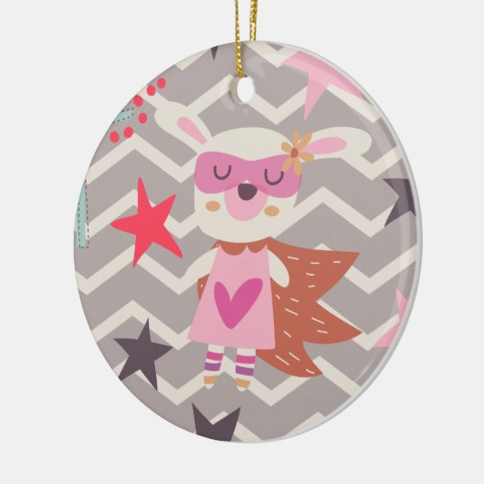 Girl Superhero Bunny Keramikornament (Links)