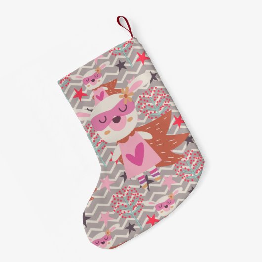 Girl Superhero Bunny Kleiner Weihnachtsstrumpf (Rückseite (Hängend))