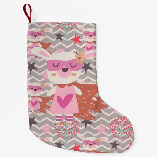 Girl Superhero Bunny Kleiner Weihnachtsstrumpf (Vorderseite)
