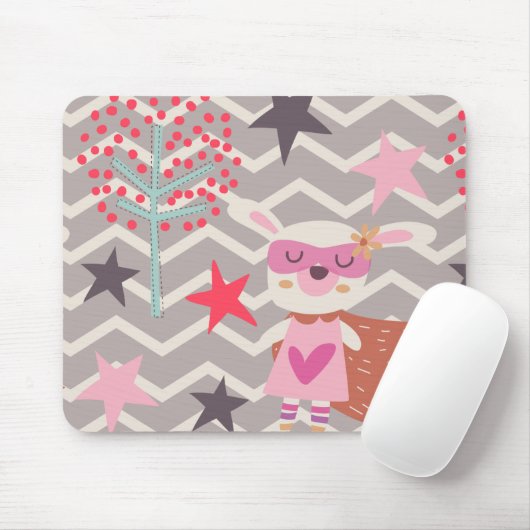 Girl Superhero Bunny Mousepad (Mit Mouse)