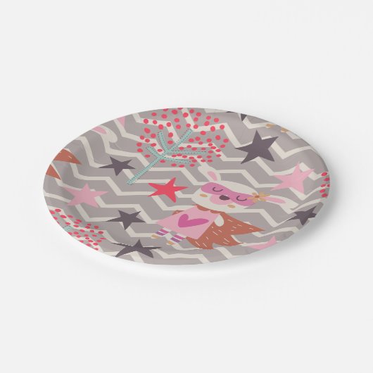 Girl Superhero Bunny Pappteller (Schrägansicht)