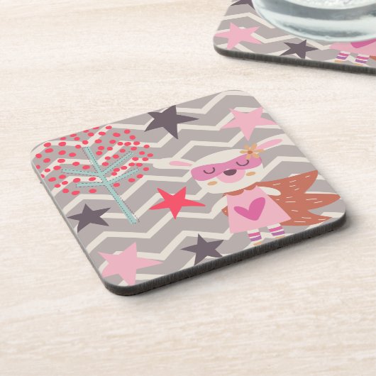 Girl Superhero Bunny Untersetzer (Linke Seite)