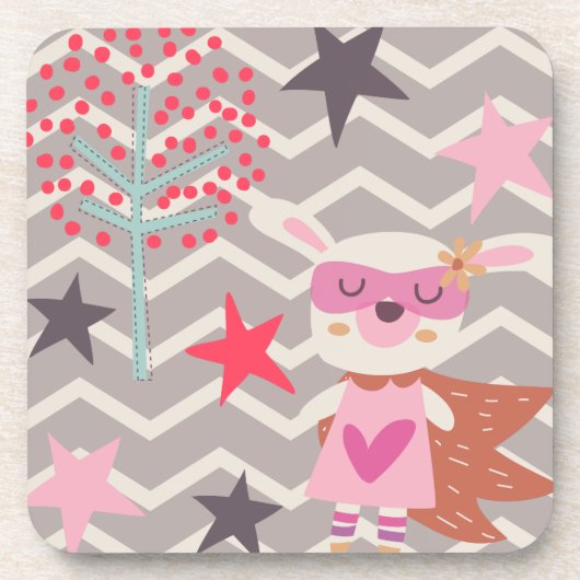 Girl Superhero Bunny Untersetzer (Vorderseite)