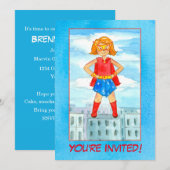 Girl Superhero Geburtstagsparty Einladung (Vorne/Hinten)