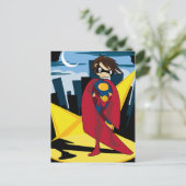 Girl Superhero Postcard Postkarte (Stehend Vorderseite)