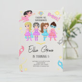 Girl Superheroes Einladung (Stehend Vorderseite)