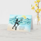 Girl Surfer | Glück kommt in Waves Gruß Karte (Gelbe Blume)