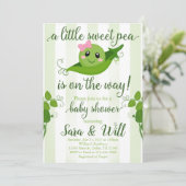 Girl Sweet Pea Pod Baby Dusche Einladung (Stehend Vorderseite)