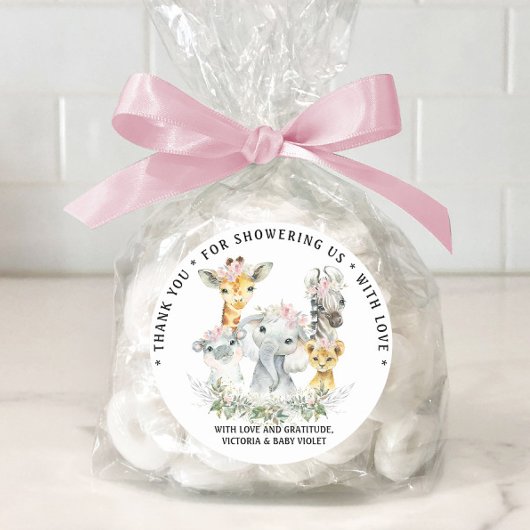 Girl Sweet Safari Baby Dusche Runder Aufkleber