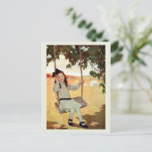 Girl Swinging Postkarte (Stehend Vorderseite)