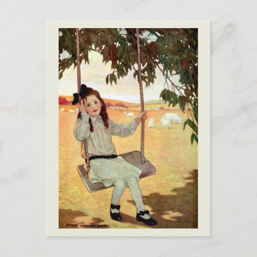 Girl Swinging Postkarte (Vorderseite)