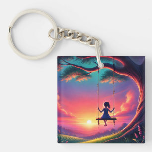 Girl Swinging Schlüsselanhänger