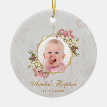 Girl Taufe Foto Rosa Orchideen Blumengoldmarmor