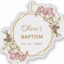 Girl Taufe Gold Pink Orchids Floral Geometric