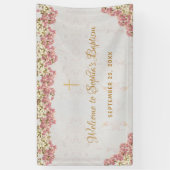 Girl Taufe Rosa Blumenorchideen Gold Willkommen Banner (Vertikal)