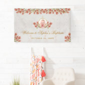 Girl Taufe Rosa Magnolia Gold Kalligrafie Foto Banner (Insitu)